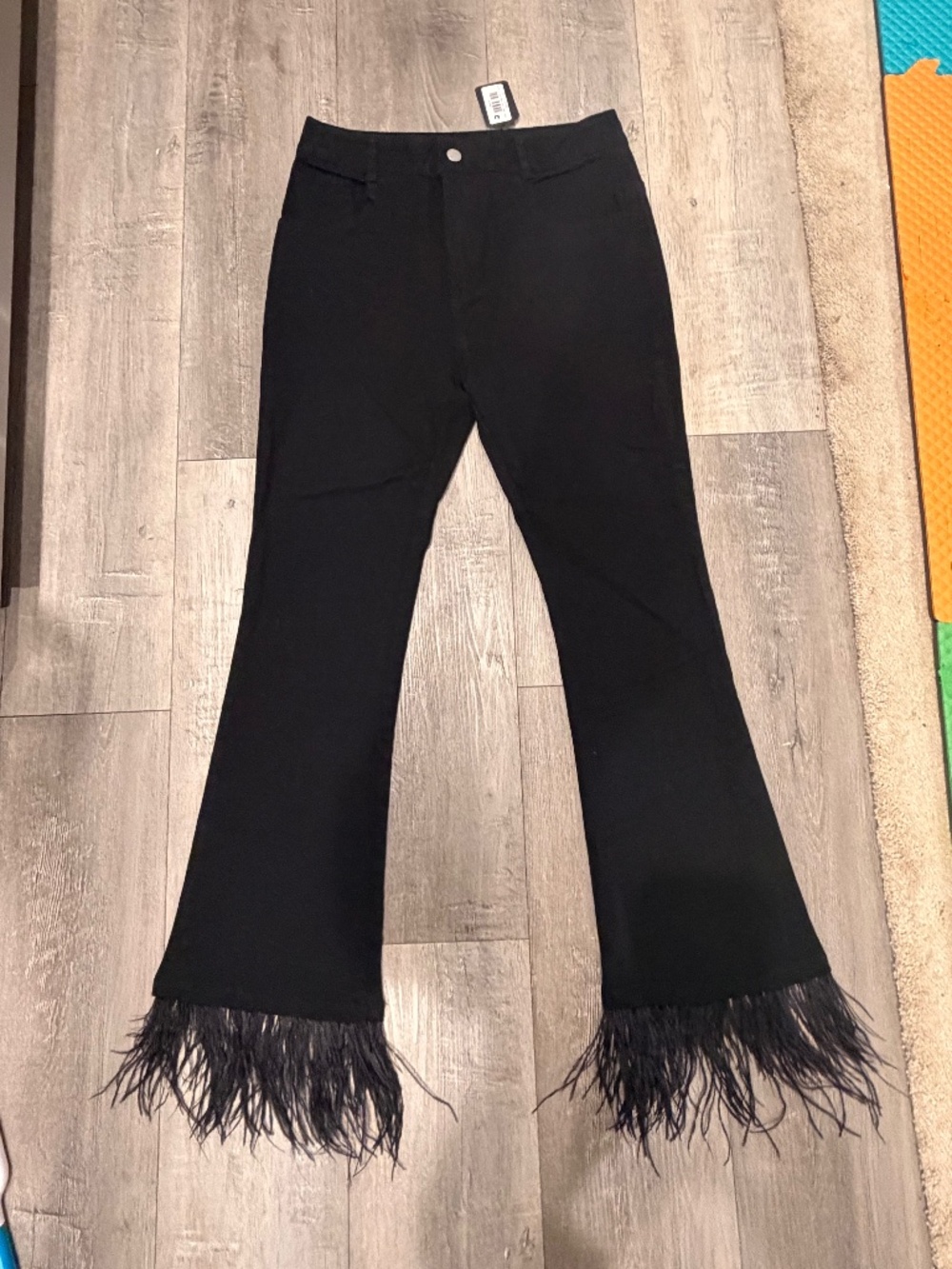 LBD black feather pants